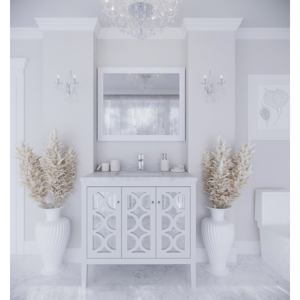 Laviva 313MKSH-36-WC Mediterraneo 36" Bathroom Vanity with White Carrara Marble Countertop
