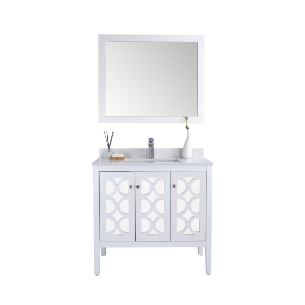 Laviva 313MKSH-36-WQ Mediterraneo 36" Vanity with White Quartz Countertop