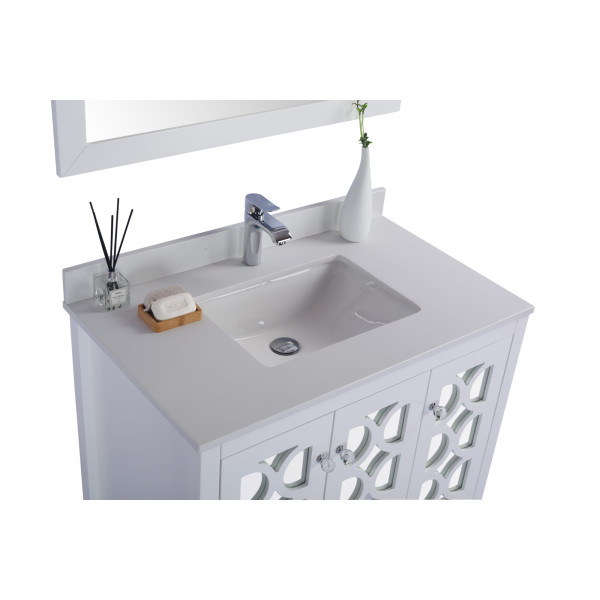 Laviva 313MKSH-36-WQ Mediterraneo 36" Vanity with White Quartz Countertop