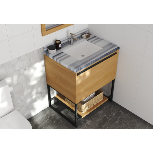 Laviva 313SMR-30-WS Alto 30" Vanity with White Stripes Marble Countertop