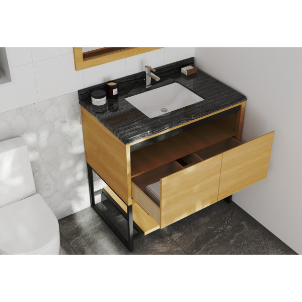 Laviva 313SMR-36-BW Alto 36" Vanity with Black Wood Marble Countertop