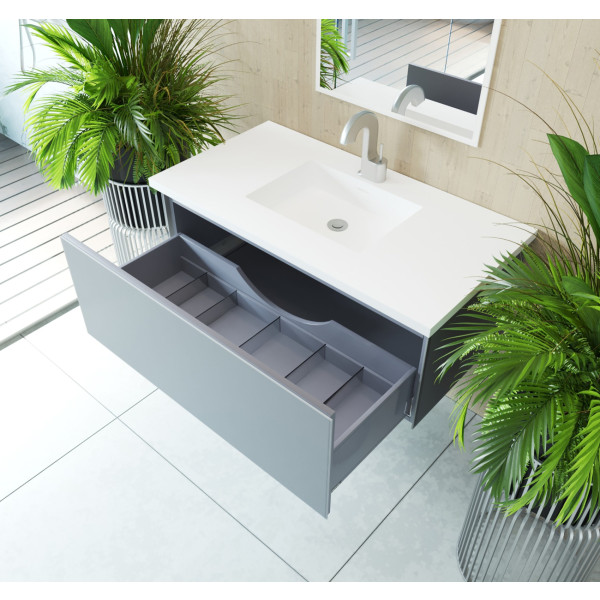 Laviva 313VTR-42-MW Vitri 42" Vanity with VIVA Stone Matte White Solid Surface Countertop