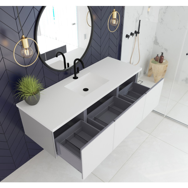 Laviva 313VTR-60C-MW Vitri 60" Single Sink Vanity + Stone Matte White Countertop