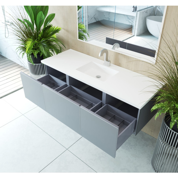 Laviva 313VTR-60C-MW Vitri 60" Single Sink Vanity + Stone Matte White Countertop