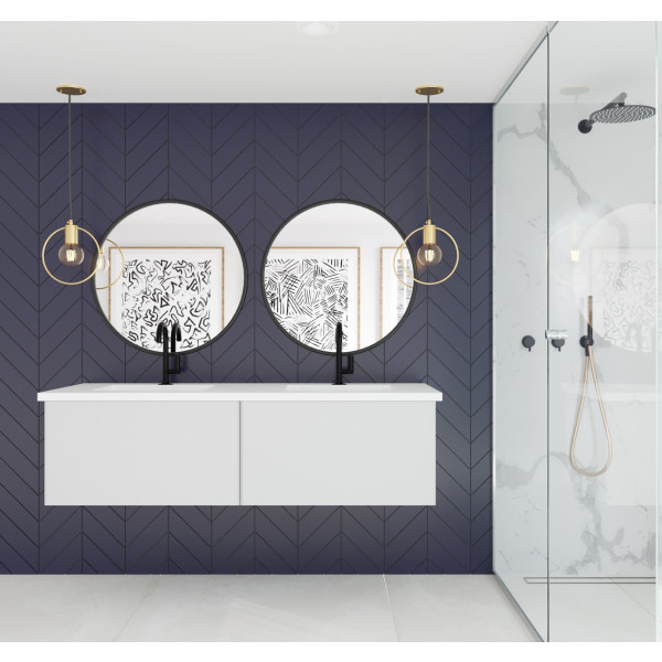 Laviva 313VTR-60D-MW Vitri 60" Double Sink Vanity + Stone Matte White Countertop