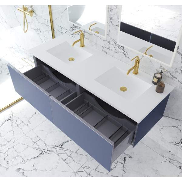 Laviva 313VTR-60D-MW Vitri 60" Double Sink Vanity + Stone Matte White Countertop