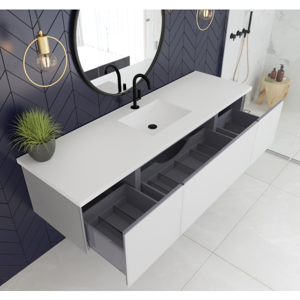Laviva 313VTR-72C-MW Vitri 72" Single Vanity with VIVA Stone Matte White Solid Surface Top
