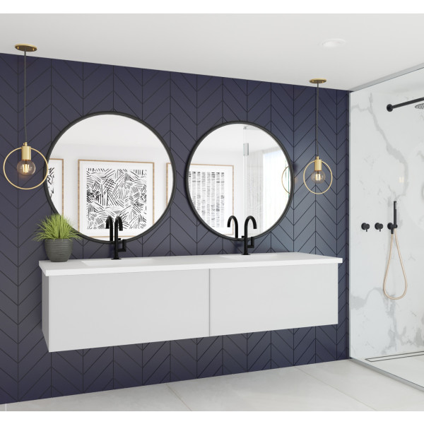 Laviva 313VTR-72D-MW Vitri 72" Double Vanity with VIVA Stone Matte White Solid Surface Top