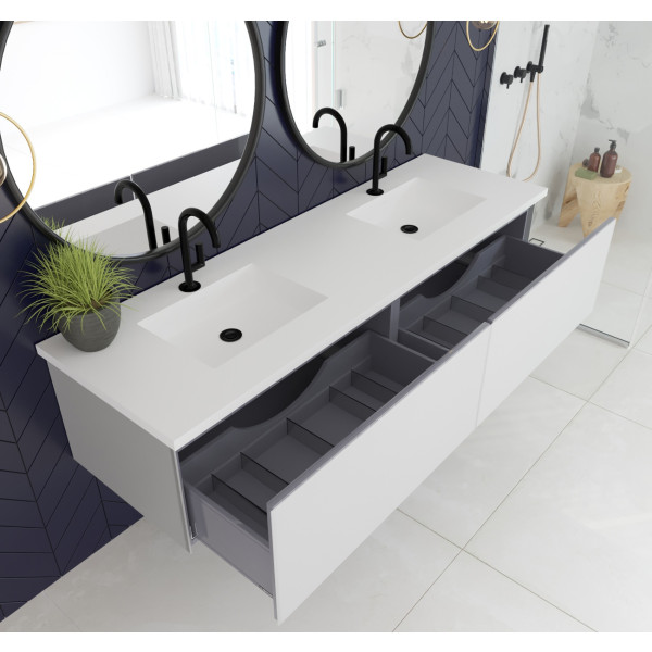 Laviva 313VTR-72D-MW Vitri 72" Double Vanity with VIVA Stone Matte White Solid Surface Top