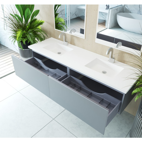 Laviva 313VTR-72D-MW Vitri 72" Double Vanity with VIVA Stone Matte White Solid Surface Top