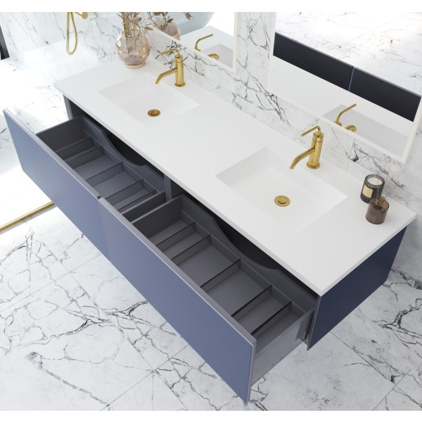 Laviva 313VTR-72D-MW Vitri 72" Double Vanity with VIVA Stone Matte White Solid Surface Top