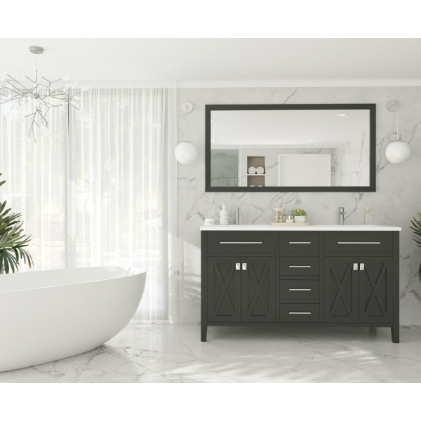 Laviva 313YG319-60-MW Wimbledon 60" Double Vanity + Matte White Stone Countertop