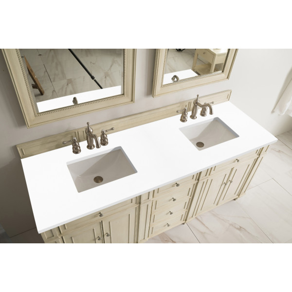 James Martin 157-V72-XX-3WZ 72" Double Vanity with 3 CM White Zeus Quartz Top