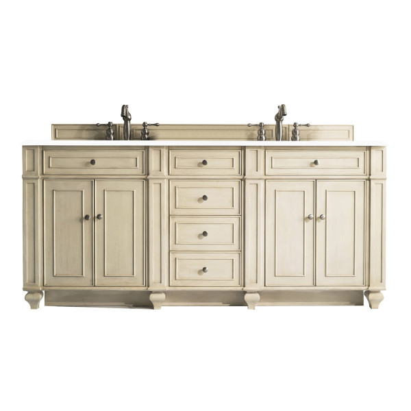 James Martin 157-V72-XX-3WZ 72" Double Vanity with 3 CM White Zeus Quartz Top