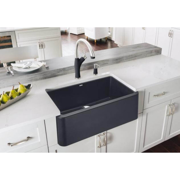 Blanco 40173 Ikon Rectangular Single Bowl Apron Front Silgranit Kitchen Sink