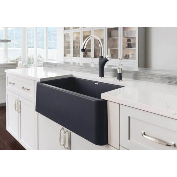 Blanco 40173 Ikon Rectangular Single Bowl Apron Front Silgranit Kitchen Sink