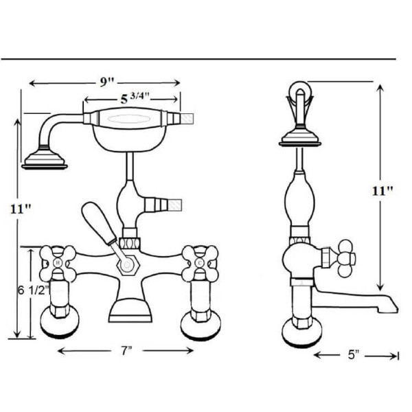 Barclay 4063-MC Shower Unit with Elephant Spout & Cross Handles Tub Fillers