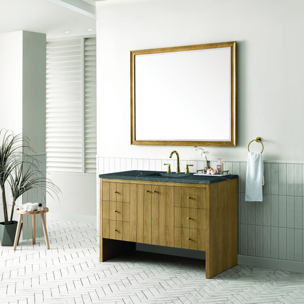 James Martin 435-V48-LNO-3PBL 48" Vanity Light Natural Oak w/ Parisien Bleu Top