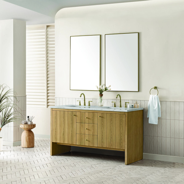 James Martin 435-V60D-LNO-3VSL Vanity Light Natural Oak w/ Victorian Silver Top