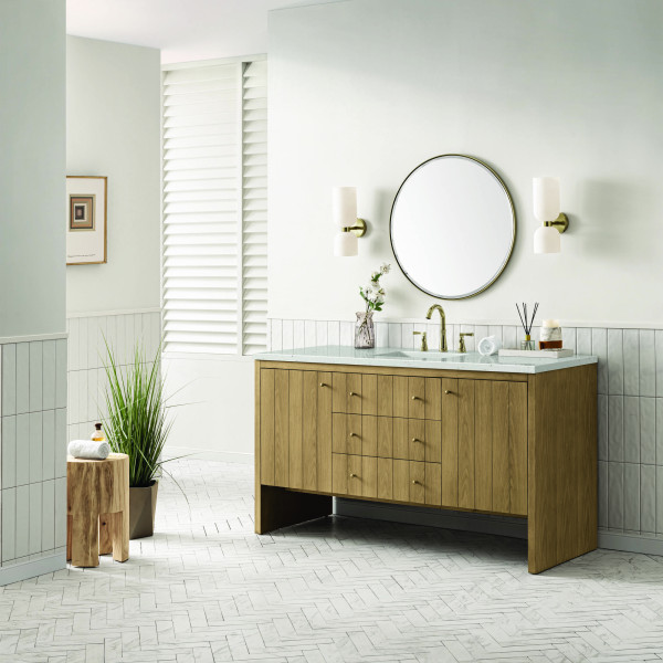 James Martin 435-V60S-LNO-3LDL 60" Vanity Light Natural Oak w/ Lime Delight Top