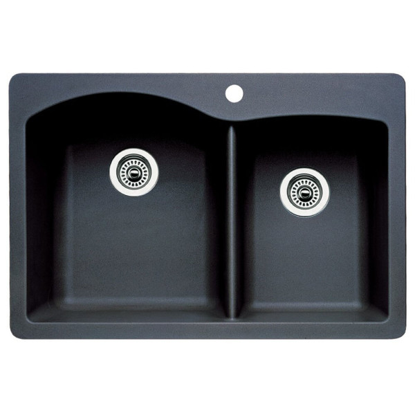 Blanco 44DMD8 Diamond Rectangular Double Bowl SILGRANIT Drop In Kitchen Sink