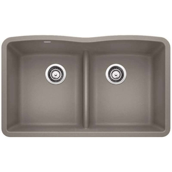 Blanco 44207 Diamond Double Bowl Undermount Silgranit Kitchen Sink Low Divide