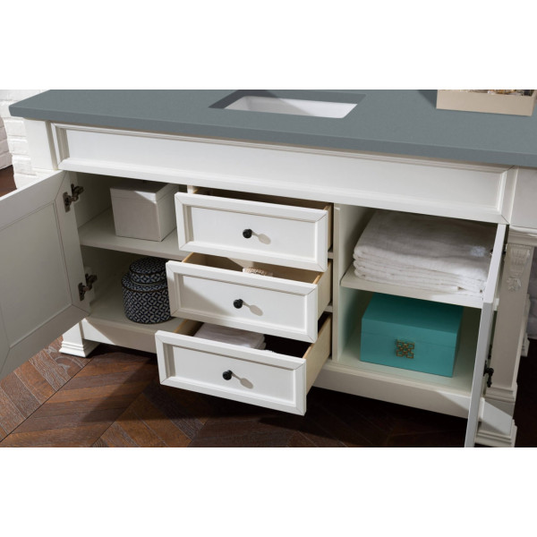 James Martin 147-V60S-BW-3CBL 60" Bright White Single Vanity Quartz Top