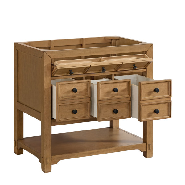 James Martin 505-V36-AMB-3CSP Malibu 36" Single Vanity w/ Charcoal Soapstone Top