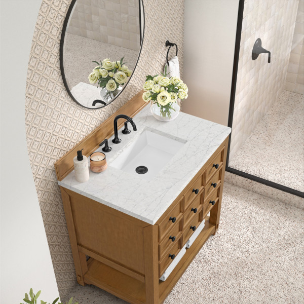 James Martin 505-V36-AMB-3EJP 36" Single Vanity w/ Eternal Jasmine Pearl Top