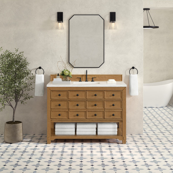 James Martin 505-V48-AMB-3AF 48" Single Vanity w/ Arctic Fall Solid Surface Top