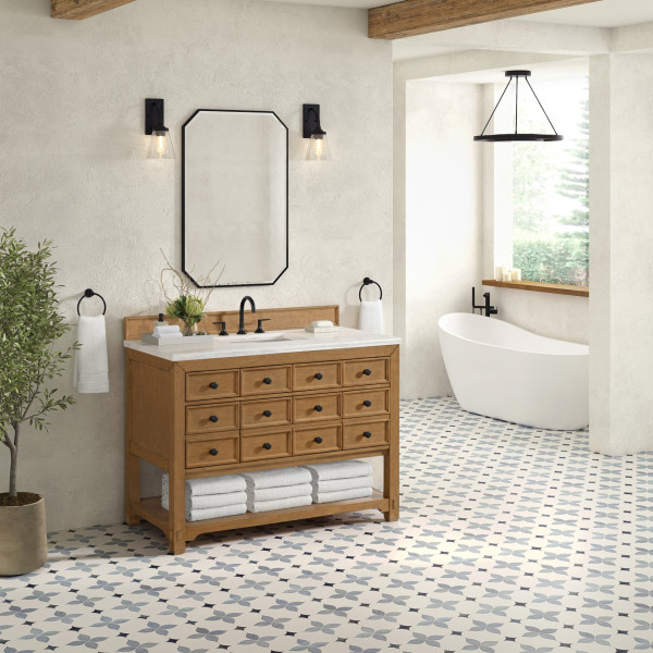 James Martin 505-V48-AMB-3AF 48" Single Vanity w/ Arctic Fall Solid Surface Top