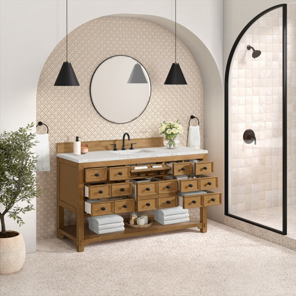 James Martin 505-V60S-AMB-3EJP 60" Single Vanity w/ Eternal Jasmine Pearl Top