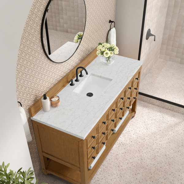 James Martin 505-V60S-AMB-3EJP 60" Single Vanity w/ Eternal Jasmine Pearl Top