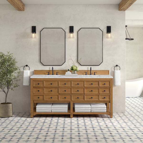 James Martin 505-V72-AMB-3EJP 72" Double Vanity w/ Eternal Jasmine Pearl Top