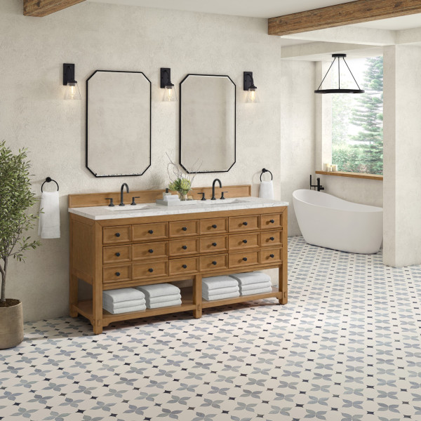 James Martin 505-V72-AMB-3EJP 72" Double Vanity w/ Eternal Jasmine Pearl Top
