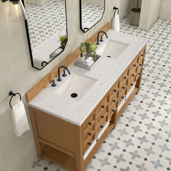 James Martin 505-V72-AMB-3EJP 72" Double Vanity w/ Eternal Jasmine Pearl Top