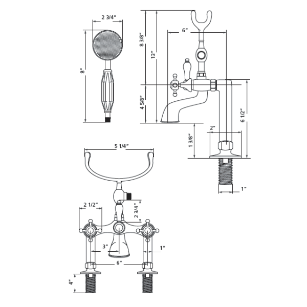 Cheviot 5127 Bathtub Filler for Rim Mount Application - Extra Tall