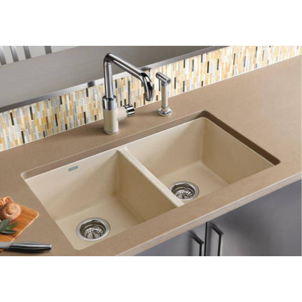 Blanco 51PCS-EQL Precis 16 Inch Equal Double Bowl Undermount Kitchen Sink