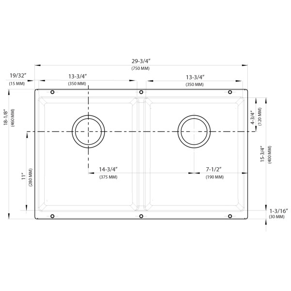 Blanco 51PCS-EQL Precis 16 Inch Equal Double Bowl Undermount Kitchen Sink