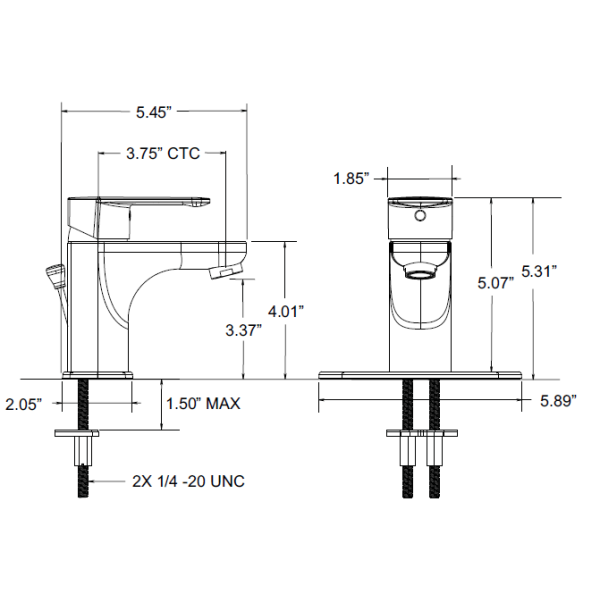 Cheviot 5216 METRO Modern Square Single Hole Monoblock Bathroom Faucet