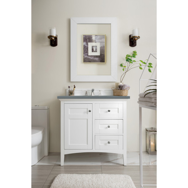 James Martin 527-V36-BW-3 Palisades 36" Single Vanity Bright White w/ Top