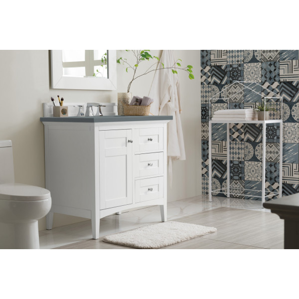 James Martin 527-V36-BW-3 Palisades 36" Single Vanity Bright White w/ Top