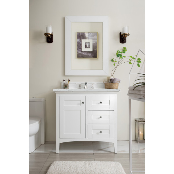 James Martin 527-V36-BW-3 Palisades 36" Single Vanity Bright White w/ Top