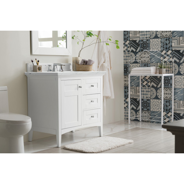 James Martin 527-V36-BW-3 Palisades 36" Single Vanity Bright White w/ Top