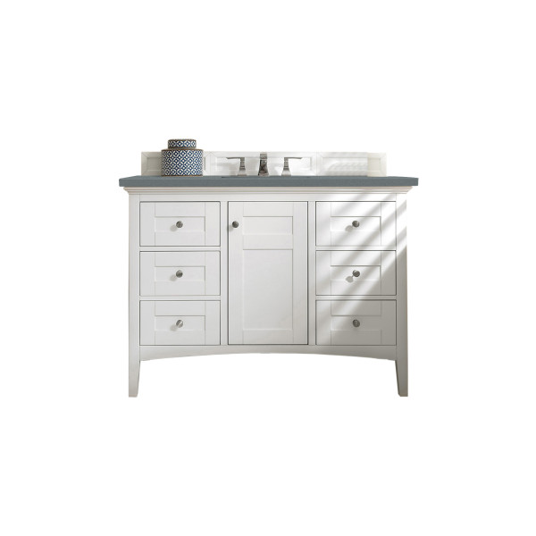 James Martin 527-V48-BW-3 Palisades 48" Bright White Single Vanity w/ 3 CM Top