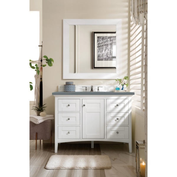 James Martin 527-V48-BW-3 Palisades 48" Bright White Single Vanity w/ 3 CM Top