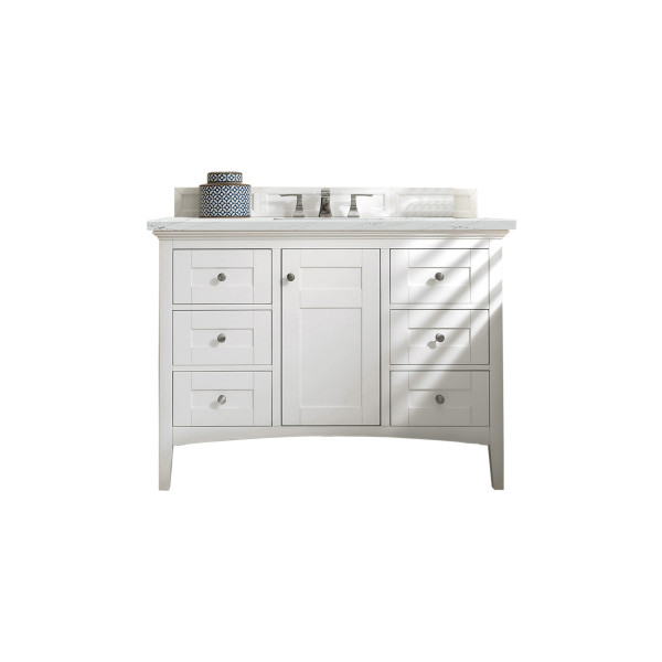 James Martin 527-V48-BW-3 Palisades 48" Bright White Single Vanity w/ 3 CM Top