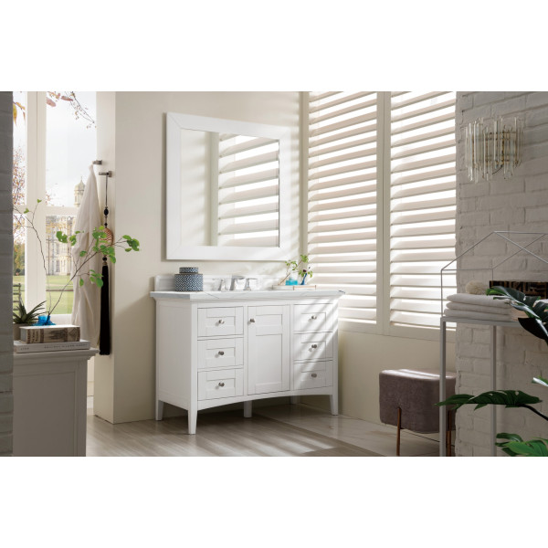 James Martin 527-V48-BW-3 Palisades 48" Bright White Single Vanity w/ 3 CM Top