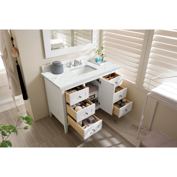 James Martin 527-V48-BW-3 Palisades 48" Bright White Single Vanity w/ 3 CM Top