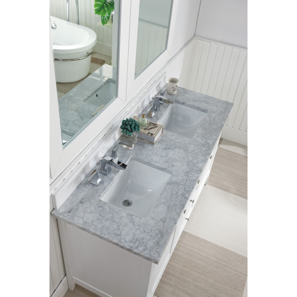 James Martin 527-V60D-BW-3 Palisades 60" Bright White Double Vanity w/ Top